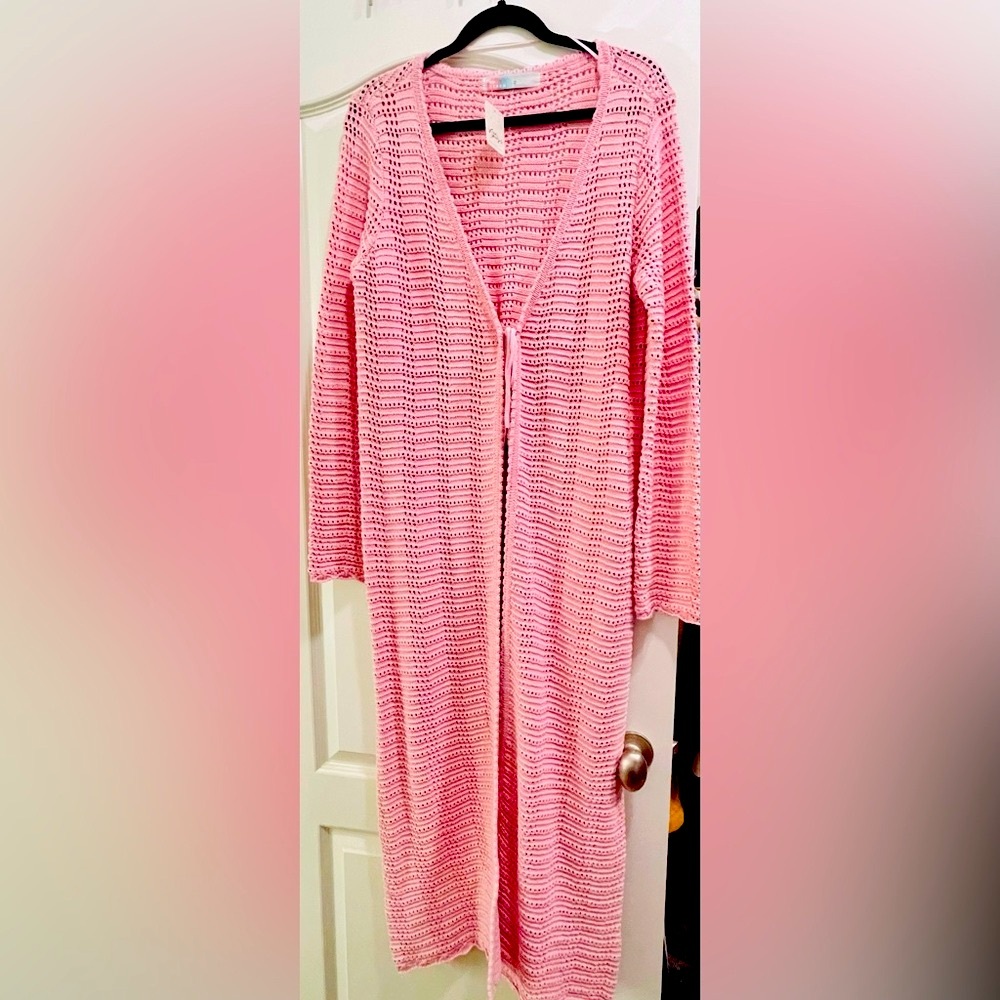 Free People, Pink Long Cardigan Sweater.